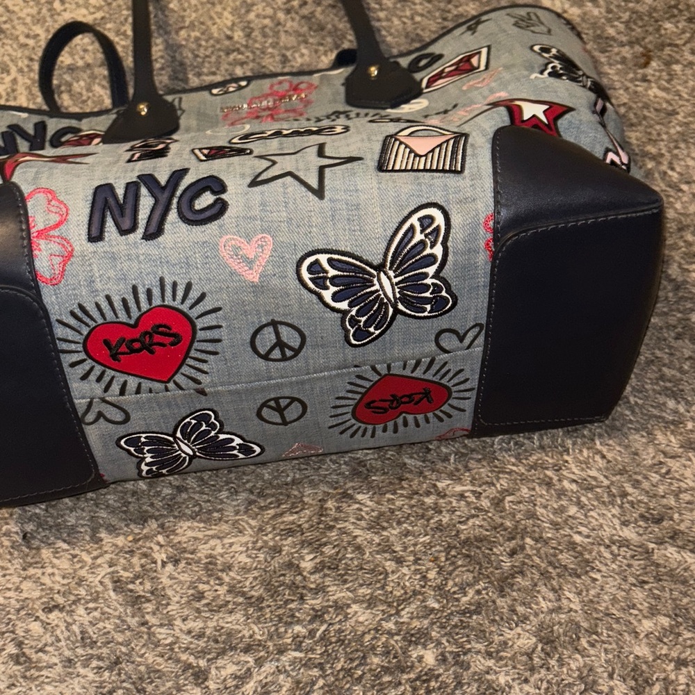 Michael Kors Denim Tote with Colorful Patches - Picture 4 of 6